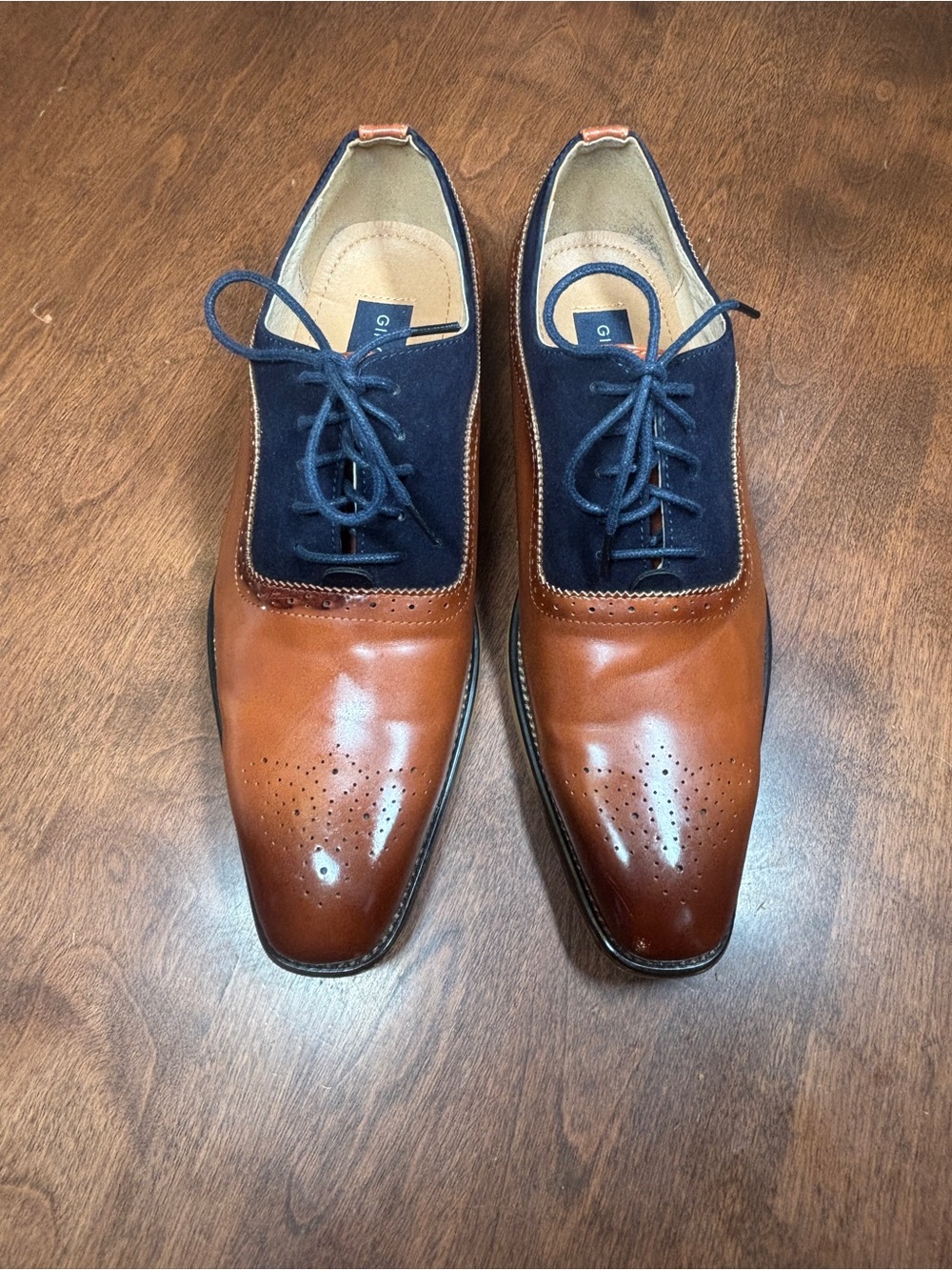 Gino Vitale Two-Tone Brown & Navy Oxfords (Size 9)